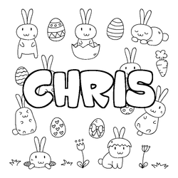 Coloraci&oacute;n del nombre CHRIS - decorado Pascua
