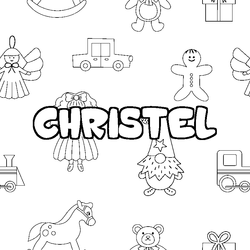 Coloraci&oacute;n del nombre CHRISTEL - decorado juguetes