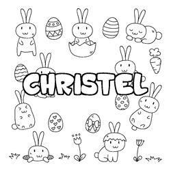 Coloraci&oacute;n del nombre CHRISTEL - decorado Pascua