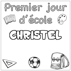 Coloraci&oacute;n del nombre CHRISTEL - decorado primer d&iacute;a de escuela