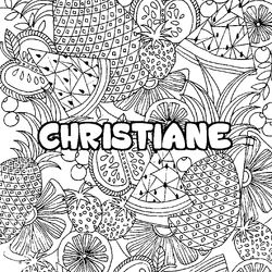 Coloraci&oacute;n del nombre CHRISTIANE - decorado mandala de frutas