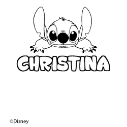 Coloraci&oacute;n del nombre CHRISTINA - decorado Stitch