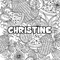 Coloraci&oacute;n del nombre CHRISTINE - decorado mandala de frutas