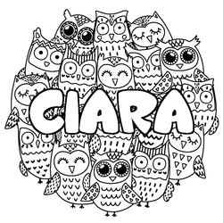 Coloraci&oacute;n del nombre CIARA - decorado b&uacute;hos