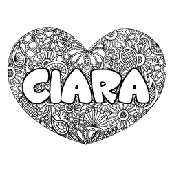 Coloraci&oacute;n del nombre CIARA - decorado mandala de coraz&oacute;n