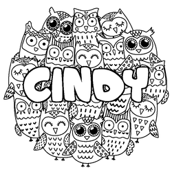 Coloraci&oacute;n del nombre CINDY - decorado b&uacute;hos