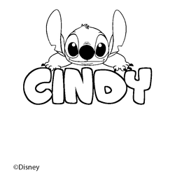 Coloraci&oacute;n del nombre CINDY - decorado Stitch