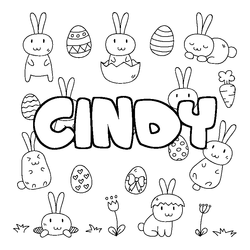 Coloraci&oacute;n del nombre CINDY - decorado Pascua