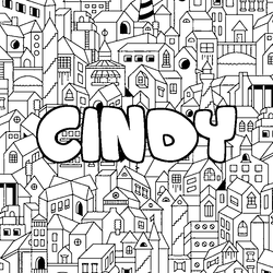 Coloraci&oacute;n del nombre CINDY - decorado ciudad