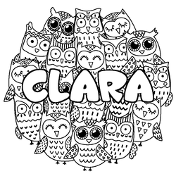 Coloraci&oacute;n del nombre CLARA - decorado b&uacute;hos
