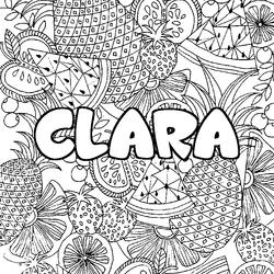 Coloraci&oacute;n del nombre CLARA - decorado mandala de frutas