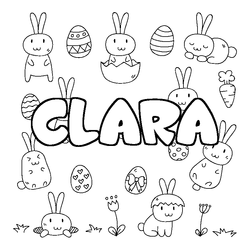 Coloraci&oacute;n del nombre CLARA - decorado Pascua