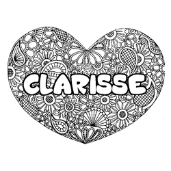 Coloraci&oacute;n del nombre CLARISSE - decorado mandala de coraz&oacute;n