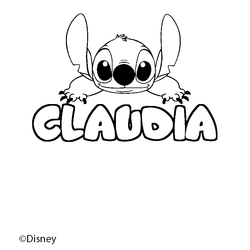 Coloraci&oacute;n del nombre CLAUDIA - decorado Stitch