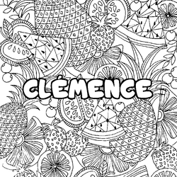 Coloraci&oacute;n del nombre CL&Eacute;MENCE - decorado mandala de frutas