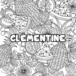 Coloraci&oacute;n del nombre CL&Eacute;MENTINE - decorado mandala de frutas