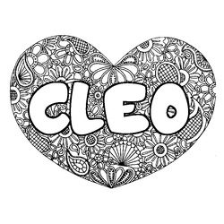 Coloraci&oacute;n del nombre CLEO - decorado mandala de coraz&oacute;n