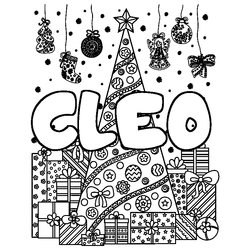Coloraci&oacute;n del nombre CLEO - decorado &aacute;rbol de Navidad y regalos
