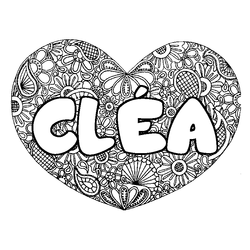 Coloraci&oacute;n del nombre CL&Eacute;A - decorado mandala de coraz&oacute;n