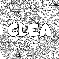 Coloraci&oacute;n del nombre CL&Eacute;A - decorado mandala de frutas