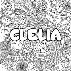 Coloraci&oacute;n del nombre CLELIA - decorado mandala de frutas