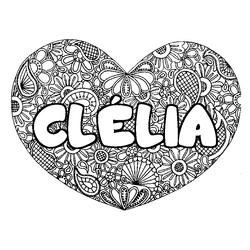 Coloraci&oacute;n del nombre CL&Eacute;LIA - decorado mandala de coraz&oacute;n