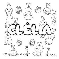 Coloraci&oacute;n del nombre CL&Eacute;LIA - decorado Pascua