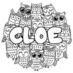 Coloraci&oacute;n del nombre CLOE - decorado b&uacute;hos