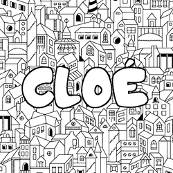 Coloraci&oacute;n del nombre CLO&Eacute; - decorado ciudad