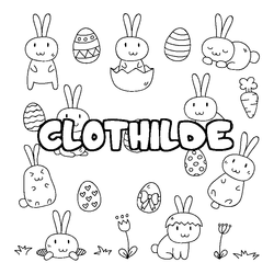 Coloraci&oacute;n del nombre CLOTHILDE - decorado Pascua