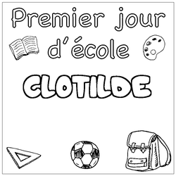 Coloraci&oacute;n del nombre CLOTILDE - decorado primer d&iacute;a de escuela