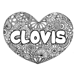 Coloraci&oacute;n del nombre CLOVIS - decorado mandala de coraz&oacute;n