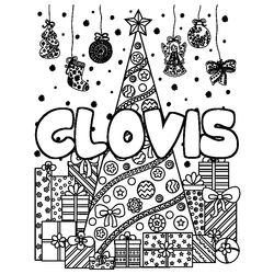 Coloraci&oacute;n del nombre CLOVIS - decorado &aacute;rbol de Navidad y regalos