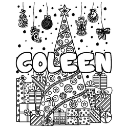 Coloraci&oacute;n del nombre COLEEN - decorado &aacute;rbol de Navidad y regalos