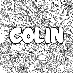 Coloraci&oacute;n del nombre COLIN - decorado mandala de frutas