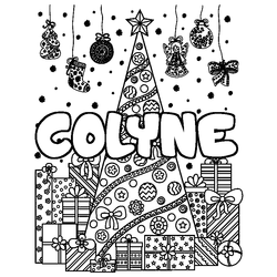 Coloraci&oacute;n del nombre COLYNE - decorado &aacute;rbol de Navidad y regalos