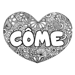 Coloraci&oacute;n del nombre C&Ocirc;ME - decorado mandala de coraz&oacute;n