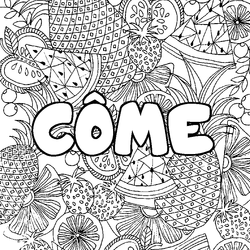 Coloraci&oacute;n del nombre C&Ocirc;ME - decorado mandala de frutas