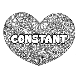 Coloraci&oacute;n del nombre CONSTANT - decorado mandala de coraz&oacute;n