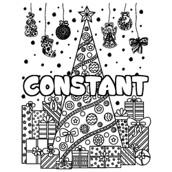 Coloraci&oacute;n del nombre CONSTANT - decorado &aacute;rbol de Navidad y regalos