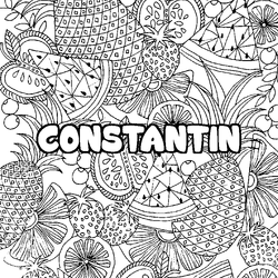 Coloraci&oacute;n del nombre CONSTANTIN - decorado mandala de frutas