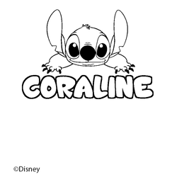 Coloraci&oacute;n del nombre CORALINE - decorado Stitch