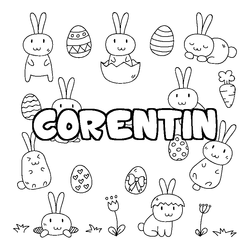 Coloraci&oacute;n del nombre CORENTIN - decorado Pascua