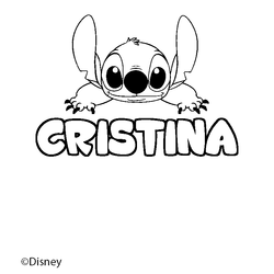 Coloraci&oacute;n del nombre CRISTINA - decorado Stitch