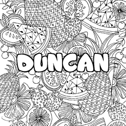 Coloraci&oacute;n del nombre DUNCAN - decorado mandala de frutas