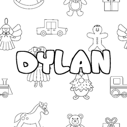 Coloraci&oacute;n del nombre DYLAN - decorado juguetes