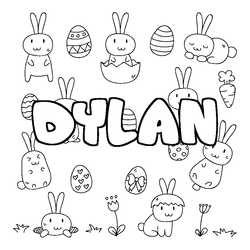Coloraci&oacute;n del nombre DYLAN - decorado Pascua