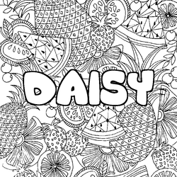 Coloraci&oacute;n del nombre DAISY - decorado mandala de frutas