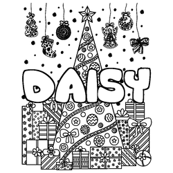 Coloraci&oacute;n del nombre DAISY - decorado &aacute;rbol de Navidad y regalos