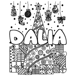 Coloraci&oacute;n del nombre DALIA - decorado &aacute;rbol de Navidad y regalos